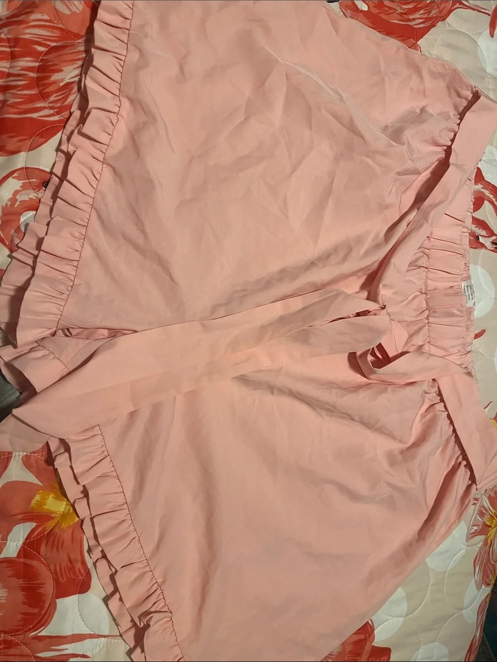 SHEIN Pastel Pink Tie-Waist Ruffle Skort